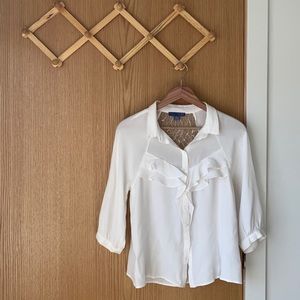 ANTHRO Lil Mansfield Lace Ruffle Blouse